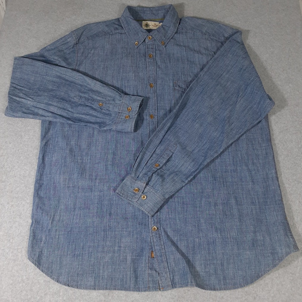 The Territory Ahead Mens XL Blue Cotton Chambray Long Sleeve Button Down Shirt
